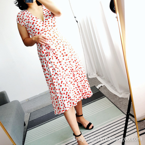Women Short Sleeve Printing Casual Dress